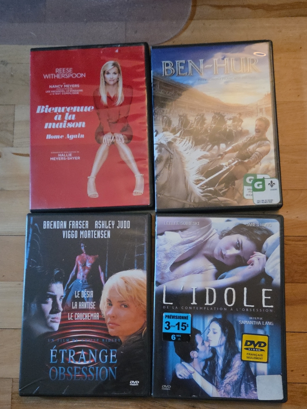 Quatre Films DVD en francais 15$
